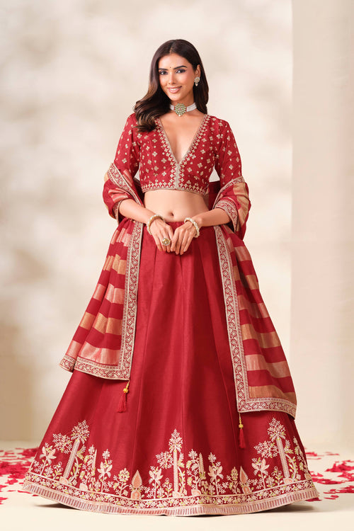 Trendy Sangeet Function Designer Red Lehenga Choli