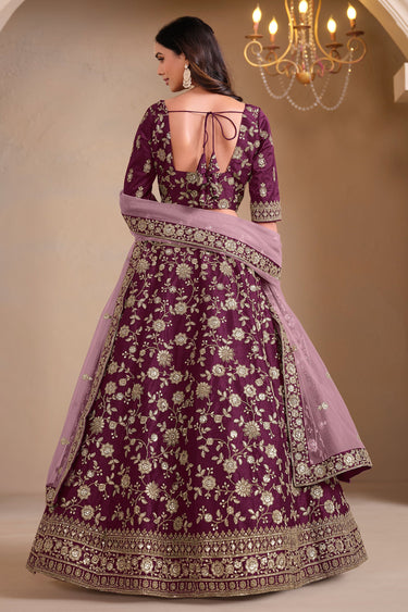 Purple Color Embroidered Sangeet Wear Lehenga Choli