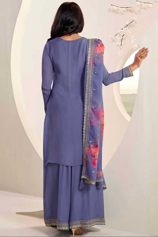 Lavender Color Chinon Fabric Alluring Function Wear Sharara Suit