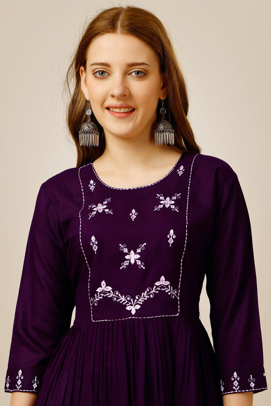 Purple Color Rayon Fabric Beatific Readymade Short Kurti