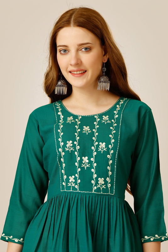 Beguiling Green Color Rayon Fabric Readymade Short Kurti