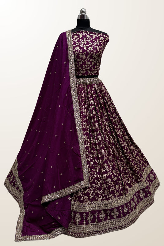 Trendy Viscose Fabric Purple Color Lehenga With Sequins Work