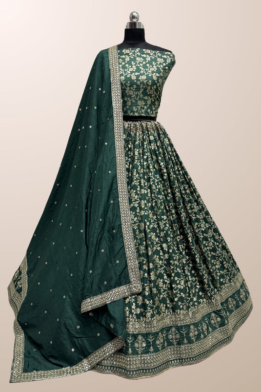 Attractive Viscose Fabric Teal Color Lehenga With Sequins Work
