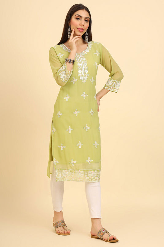 Tempting Georgette Khaki Color Casual Wear Readymade Kurti