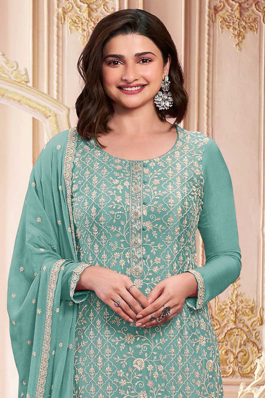 Prachi Desai Teal Color  Vintage Georgette Salwar Suit