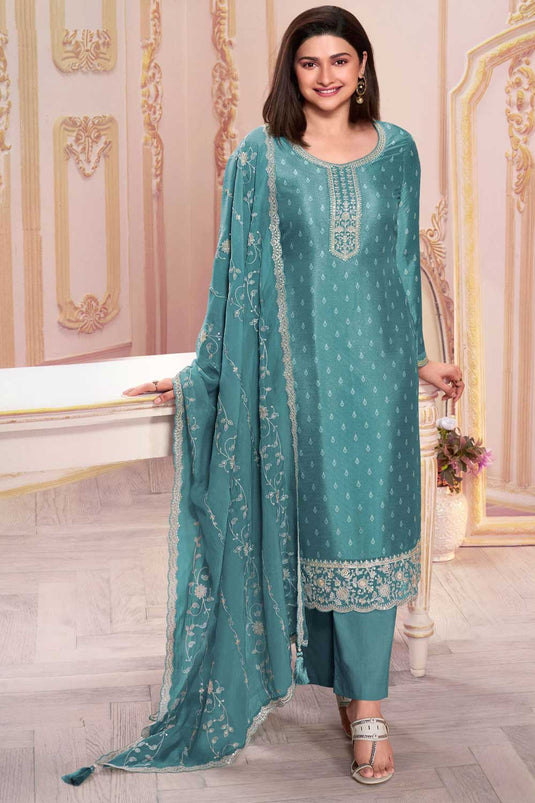 Prachi Desai Sky Blue Color Georgette Silk Elegant Salwar Suit