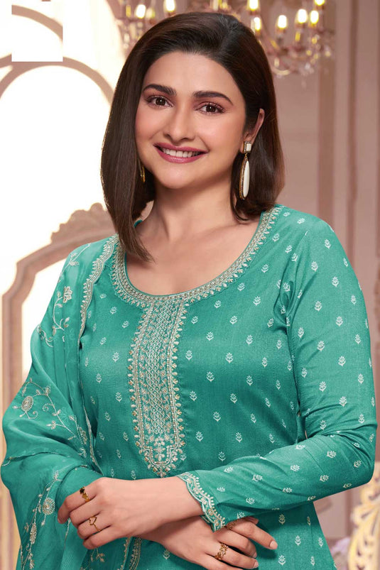 Prachi Desai Georgette Silk Teal Color Fabulous Salwar Suit