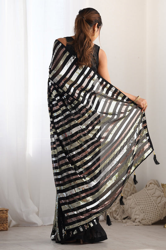 Black Heritage Georgette Saree