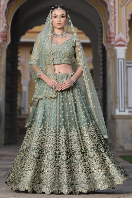 Sea Green Vibrant Embroidery Work Designer Lehenga Choli