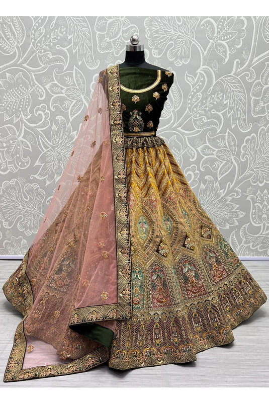 Black and Golden Banarasi Silk Wedding Lehenga Choli