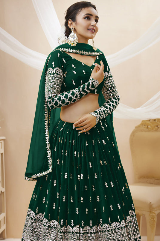 Green Faux Georgette Multi Sequins Embroidered Lehenga Choli Set with  Dupatta | Party wear lehenga choli Set Online USA – Ria Fashions