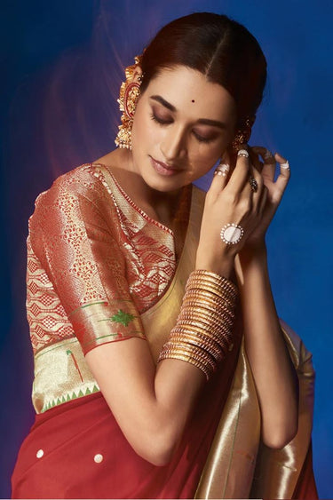 Charming Red Color Banarasi Silk Saree