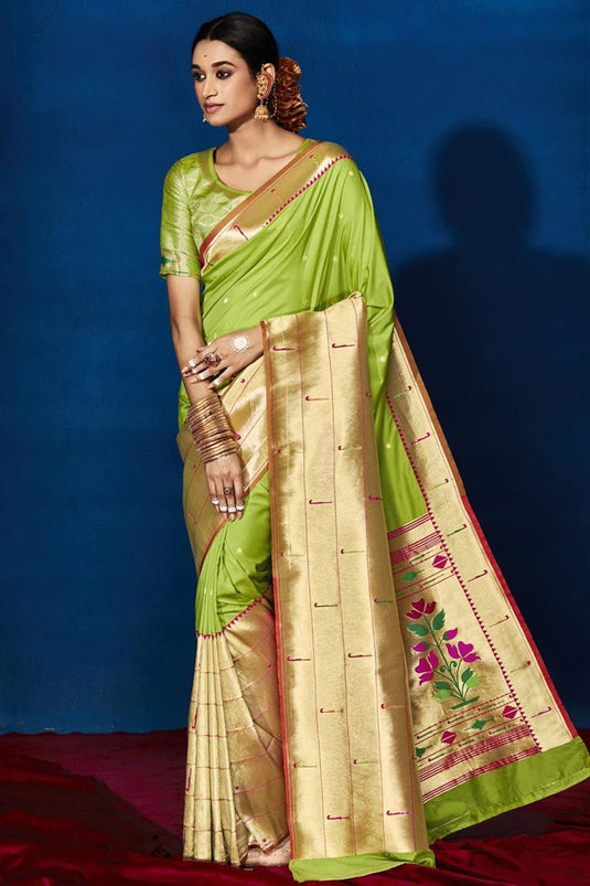 Radiant Green Color Banarasi Silk Saree
