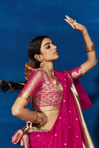 Excellent Pink Banarasi Silk Saree