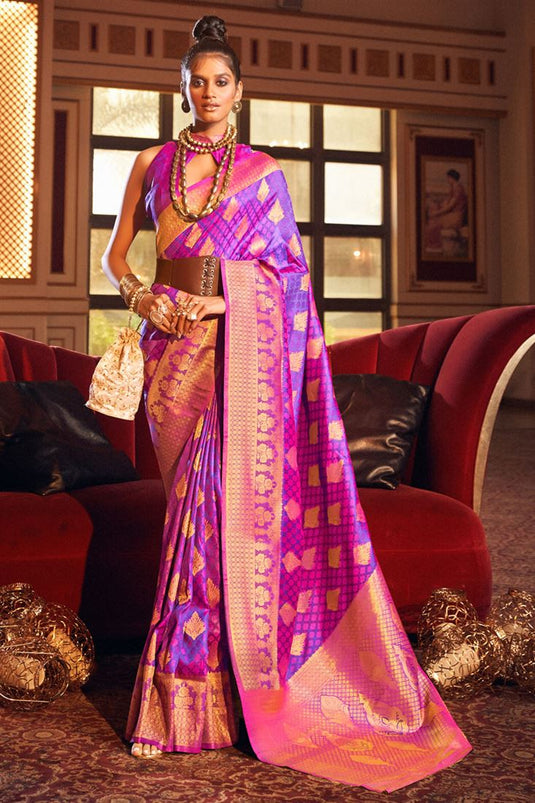 Imposing Art Silk Weaving Design Festive Saree In Purple Color