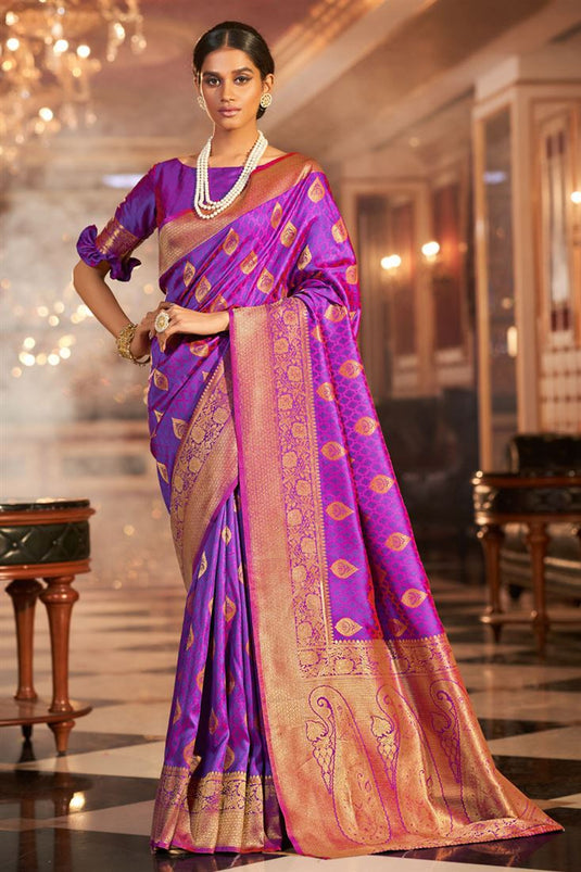 Festival Wear Captivating Art Silk Fabric Saree In Purple Color