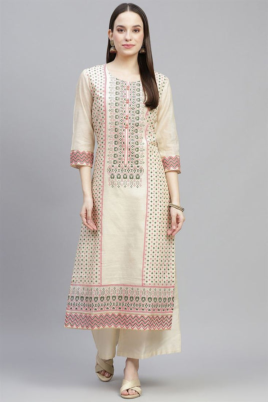 Buy Pink Poly Chanderi A-Line Printed Kurta Palazzo Suit Set (Kurta, Palazzo)  for INR2309.30 | Biba India