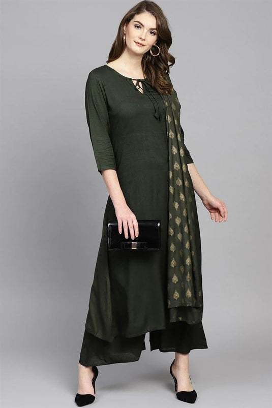 Lucknowi Mehndi Green Cotton Salwar Kurti Women Chikan Embroidery Straight  Kurta | eBay