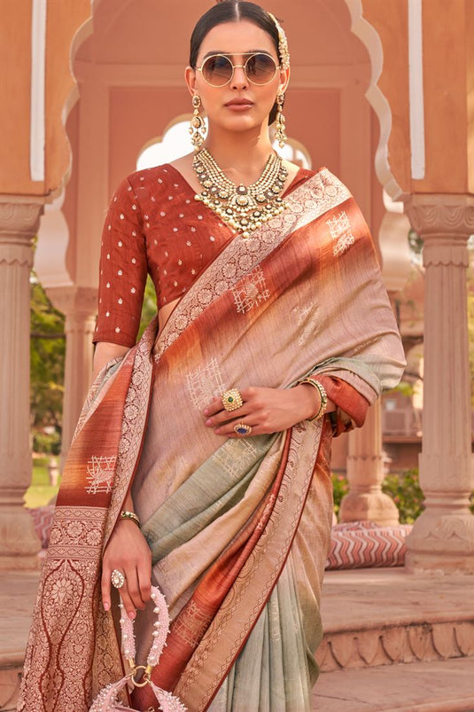 Multicolor Silk Weaving Saree With Blouse