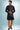 Wedding Wear Art Silk Fabric Navy Blue Color Indo Western For Men With Printed Work