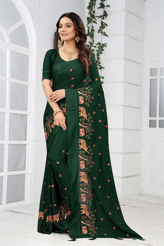 Chinon Fabric Embellished Saree