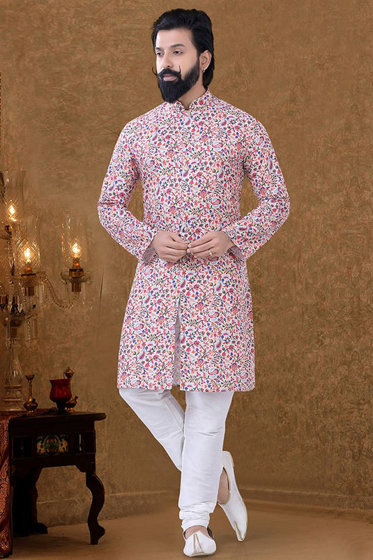 Cotton Fabric Multi Color Phenomenal Kurta Pyjama In Ethnic Wear