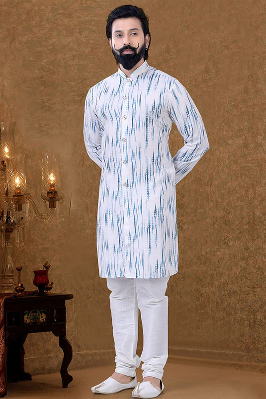 White Color Cotton Fabric Ethnic Wear Miraculous Kurta Pyjama