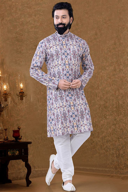 Cotton Fabric Multi Color Magnificent Traditional Look Kurta Pyjama