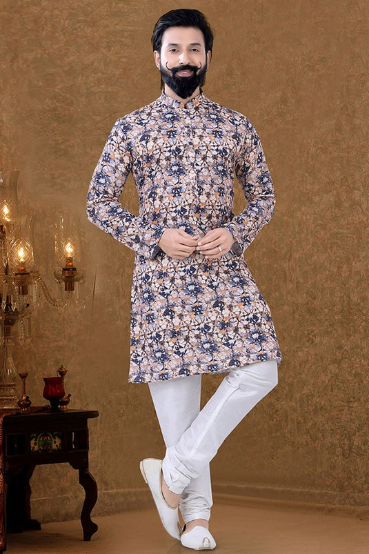 Multi Color Cotton Fabric Ethnic Wear Miraculous Kurta Pyjama