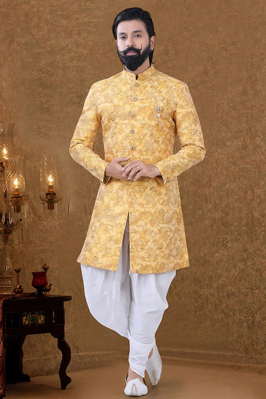 Orange Color Cotton Fabric Ethnic Wear Luminous Indo Western