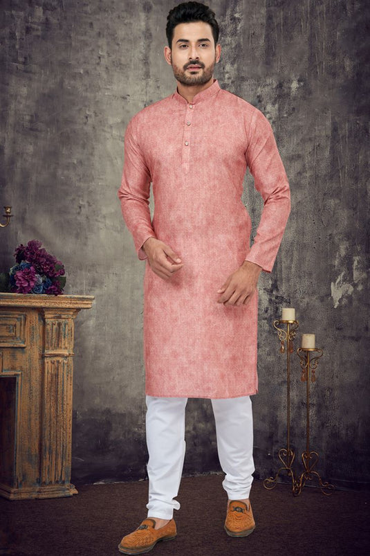 Pink Color Cotton Fabric Luxurious Digital Printed Kurta Pyjama