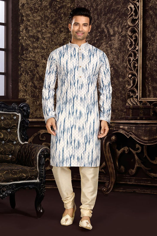 Printed Gorgeous Cotton Fabric Readymade Kurta For Men