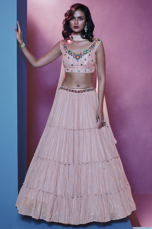 Pink Designer Readymade Lehenga Choli In Art Silk Fabric With Beautiful Blouse