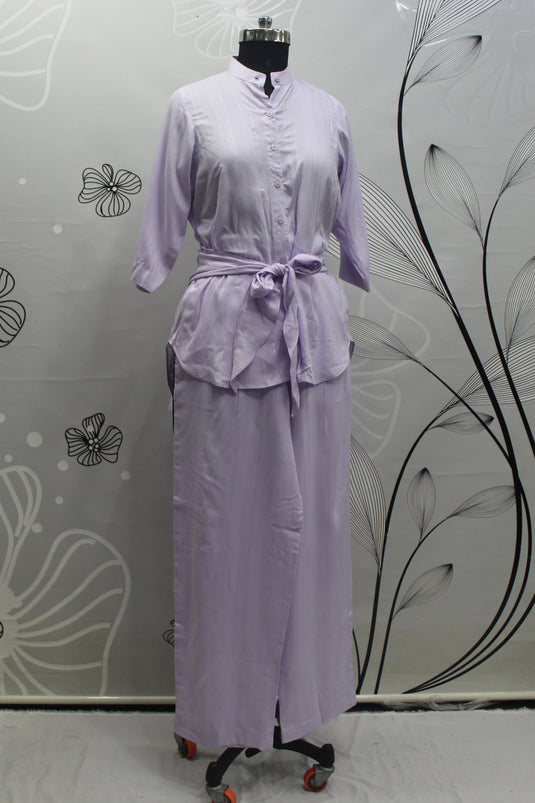 Exclusive Lavender Color Viscose Rayon Fabric Party Wear Designer Readymade Co Ord Set