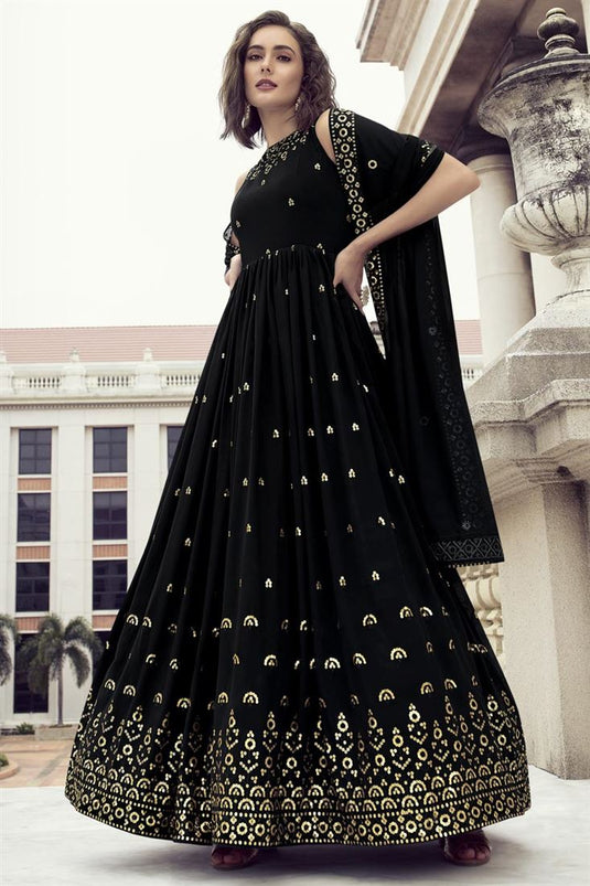 Gown - Designer Western Decent Black color Premium Georgette fabric Gown
