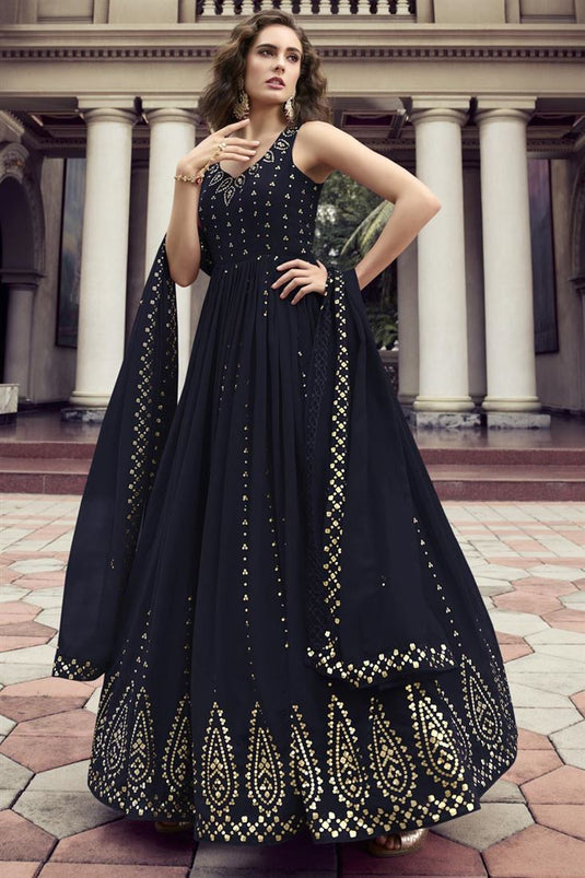 Women's Embroidery Work And Georgette Fabric Gown