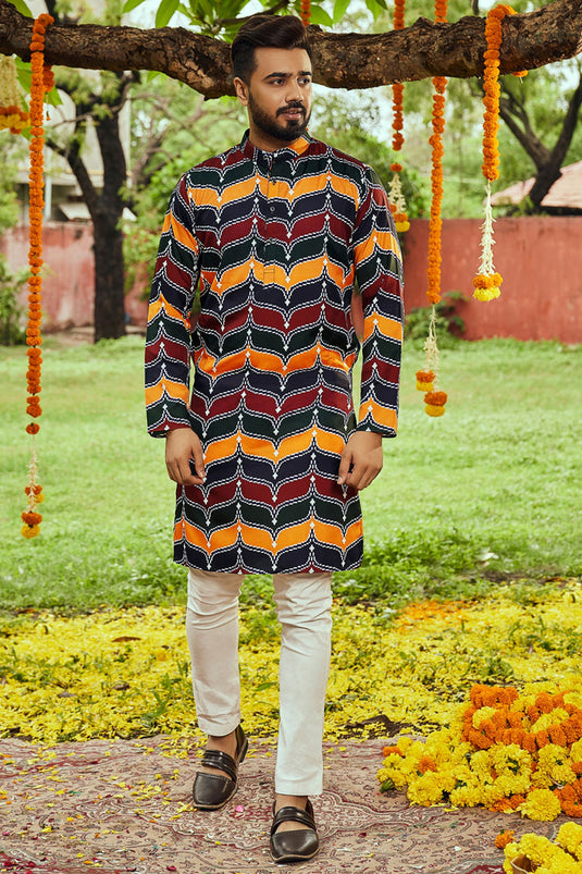 Navratri Special Multi Color Solid Art Silk Fabric Readymade Kurta