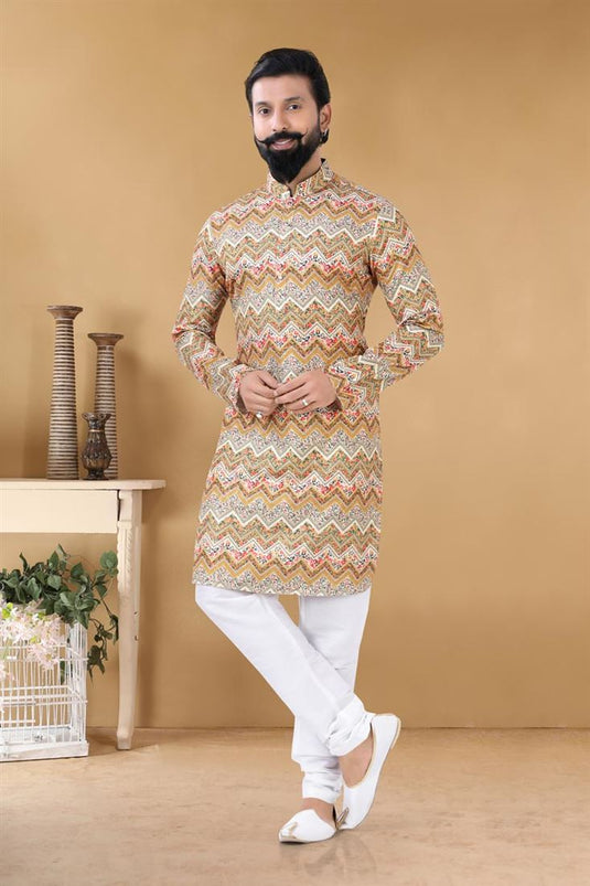 Engaging Multi Color Cotton Fabric Festive Wear Stylish Readymade Kurta Pyjama For Men