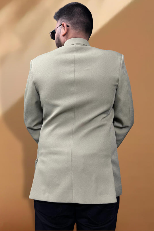 Reception Wear Olive Color Fancy Fabric Readymade Blazer For Men