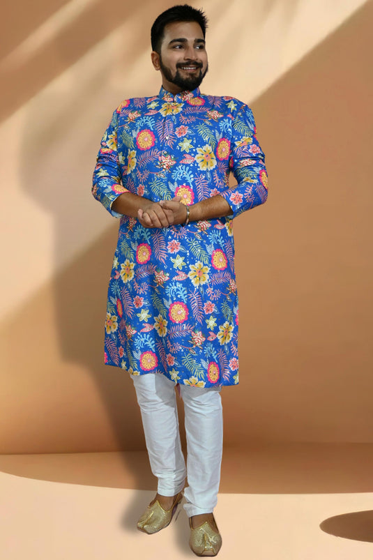 Cotton Fabric Readymade Glamorous Kurta Pyjama For Men