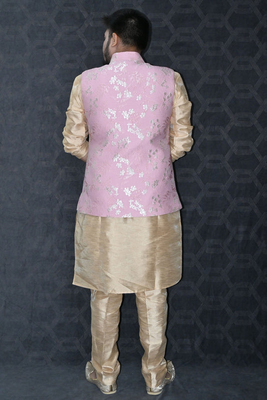 Pink kurta cheap pajama with jacket