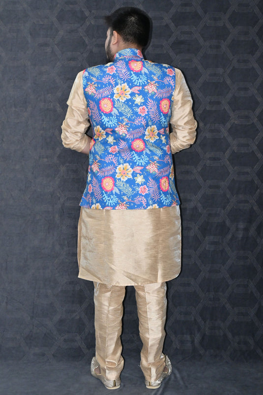 Boy's Ethnic Wear Cotton Silk Blend Kurta Pajama & Jacket Set