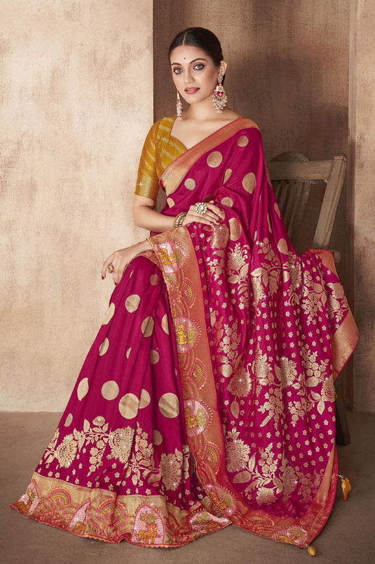 Purple Magenta Colour Soft Jacquard Silk Saree by Saree Vale