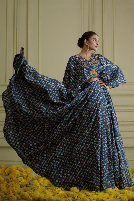 Exclusive Blue Color Silk Fabric Magnificent Readymade Lehenga Choli