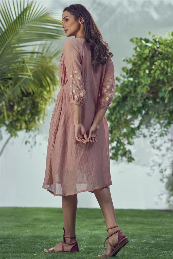 Exclusive Pink Color Mal Cotton Fabric Readymade Midi Dress Sarees Bazaar Exclusive Pink Color Mal Cotton Fabric Readymade Midi Dress Sarees Bazaar