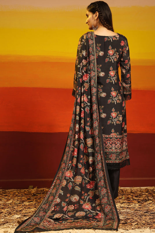 Black Color Digital Printed Work Muslin Fabric Beatific Salwar Suit