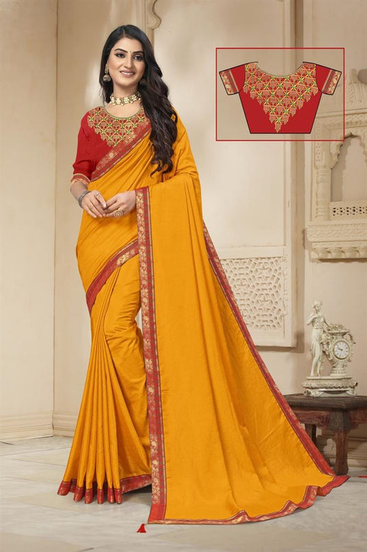 Beautiful Casual Look Yellow Color Saree In Art Silk Fabric