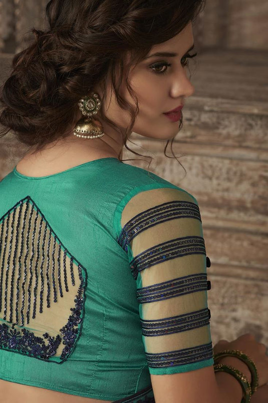 Chiffon Silk Fabric Embellished Saree With Embroidered Blouse
