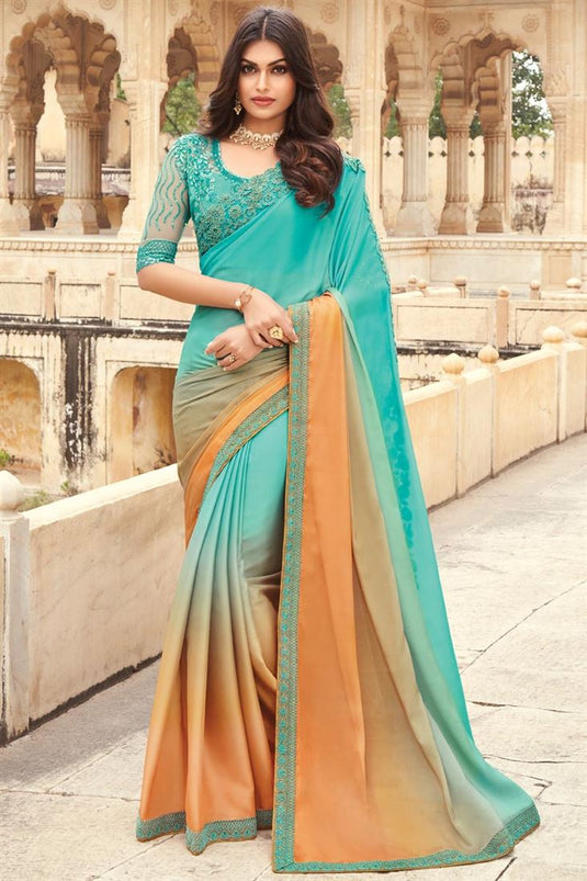 Sarees Online USA | Buy Indian Saris | Latest Saree Designs USA: White and  Light Cyan