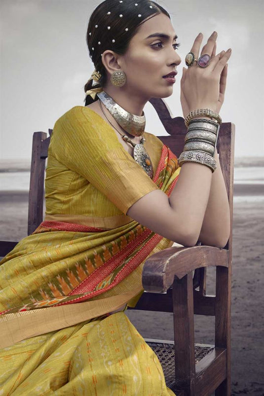 Yellow Color Art Silk Fabric Festive Look Divine Printed Saree